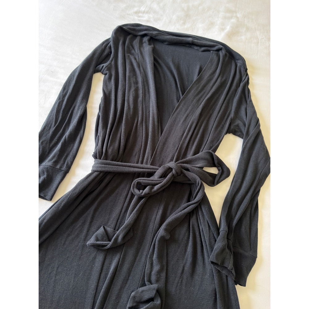 Skims Sleep Robe Onyx Black Long Sleeve Jersey Wrap Robe Small